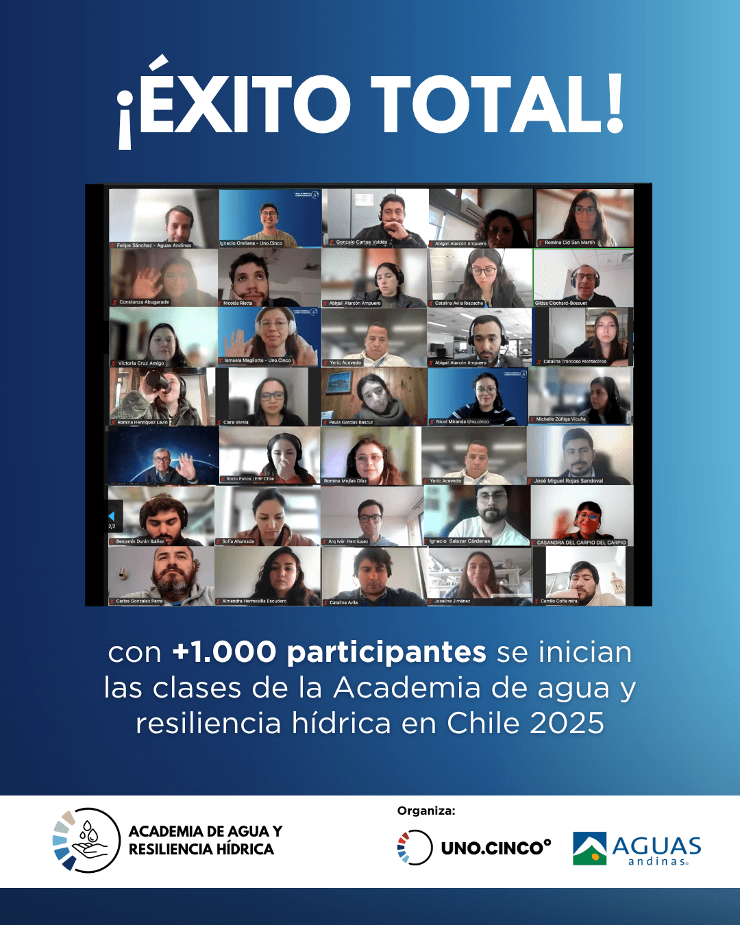 Con más de 1.000 inscritos, inicia la Academia de Agua y Resiliencia Hídrica.